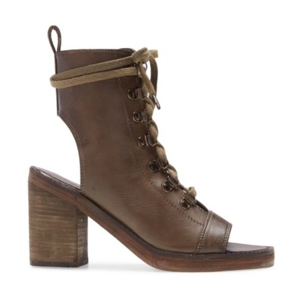 Free People City of Lights Open Toe Lace Up Bootie - Picture 3 of 3